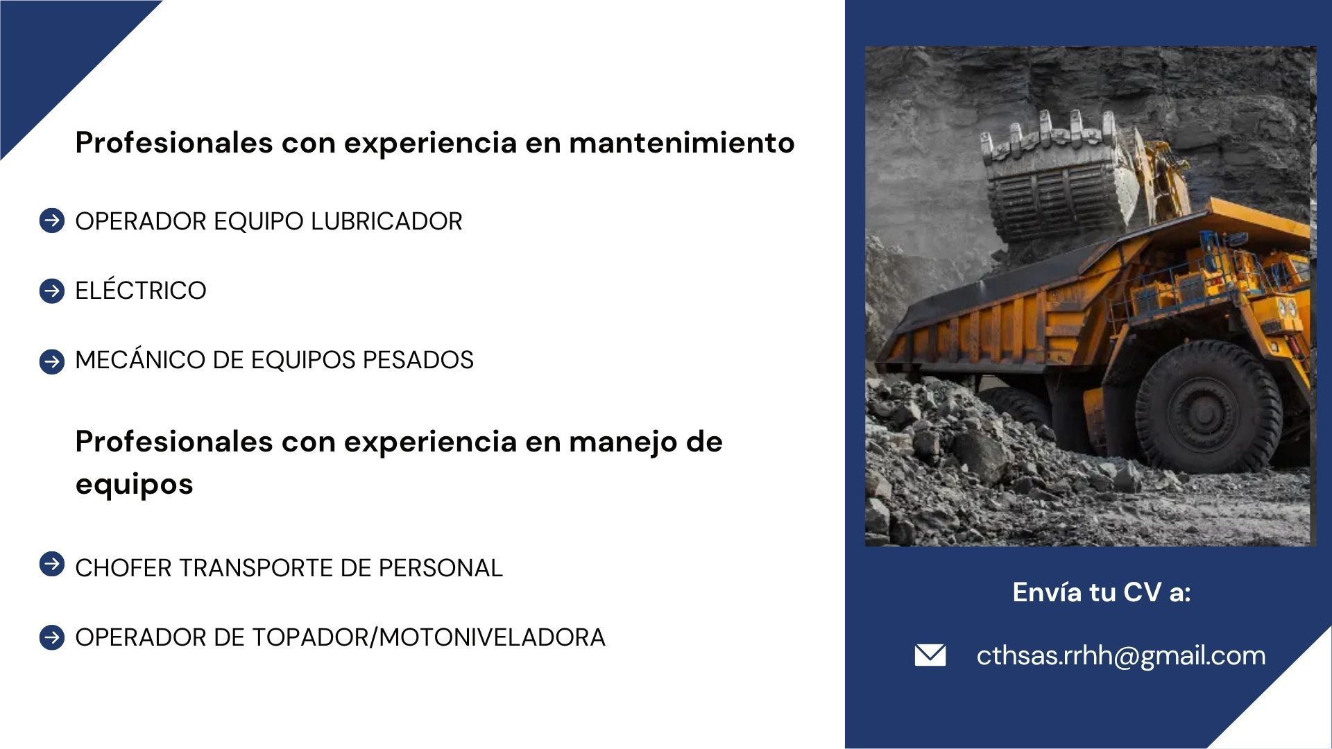 Acero y Roca | Magazine Minero - Ofertas laborales segunda quincena de Diciembre