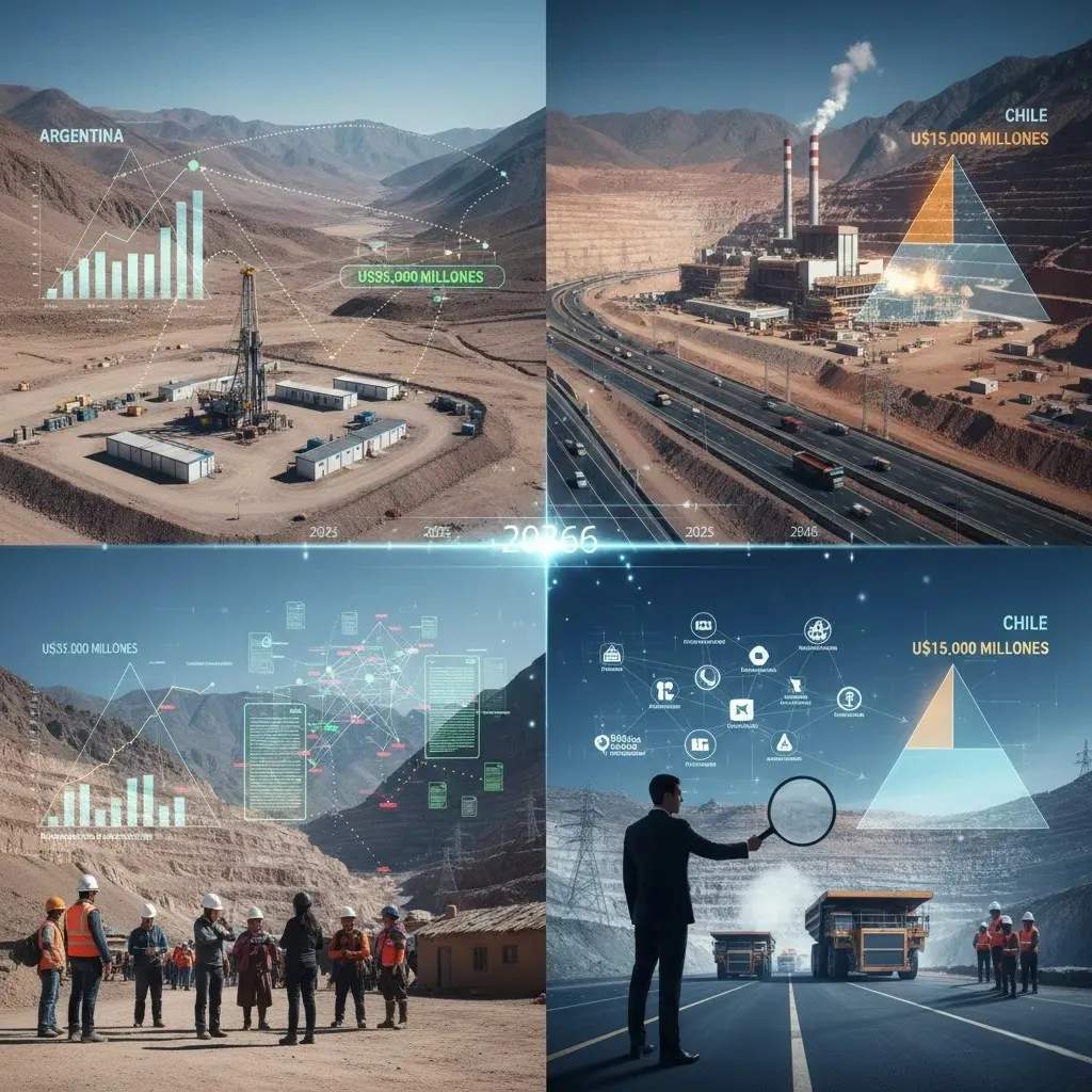 Imagen comparativa entre Chile y Argentina. Imagen ilustrativa de ACERO Y ROCA