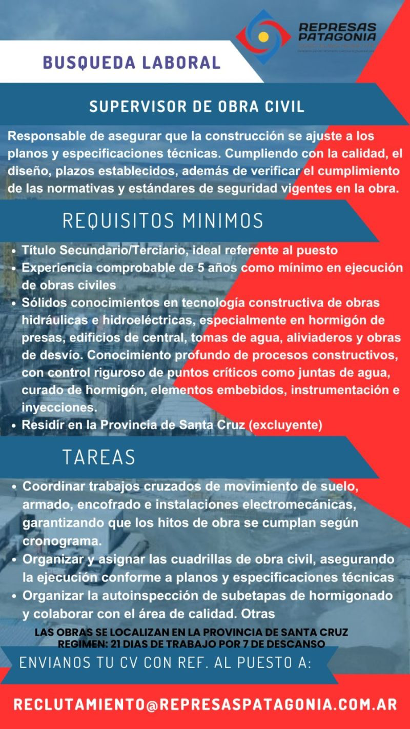 BÚSQUEDA ABIERTA - SUPERVISOR DE MANTENIMIENTO MECÁNICO