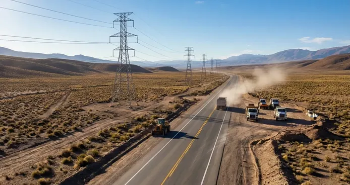 Obras energéticas de YPF Luz y Central Puerto en la Puna. Imagen ilustrativa de ACERO Y ROCA.