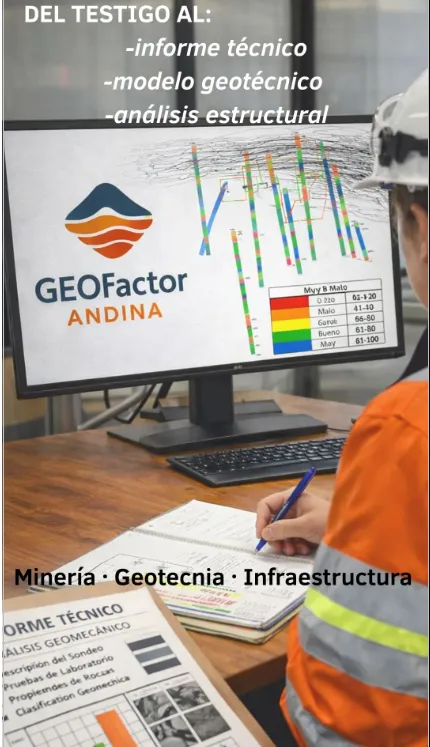 Software de modelado geotécnico y planillas de logueo estructural.