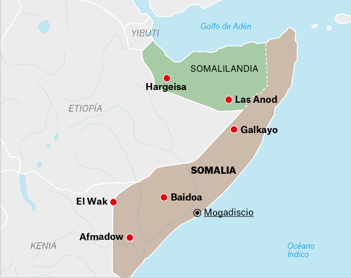 Mapa estratégico de Somalilandia sobre el golfo de Adén y rutas marítimas.