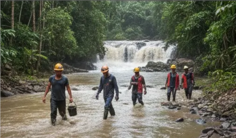 Entorno natural afectado por actividades de extracción de recursos no reguladas. Imagen ilustrativa de ACERO Y ROCA