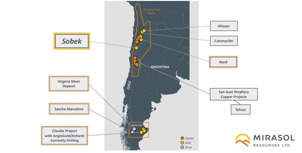 Mapa de proyectos en Argentina de Mirasol.