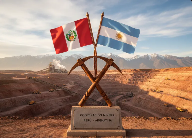 Bandera de Perú y Argentina unidas. Imagen ilustrativa de ACERO Y ROCA