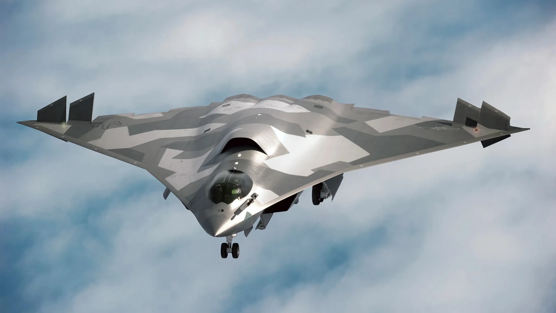 Caza furtivo chino J-36 fabricado con titanio mineral crítico defensa.Caption: