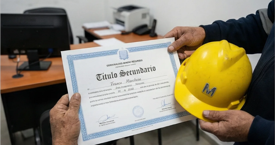 Persona recibiendo el título de secundaria completa. Imagen ilustrativa de ACERO Y ROCA