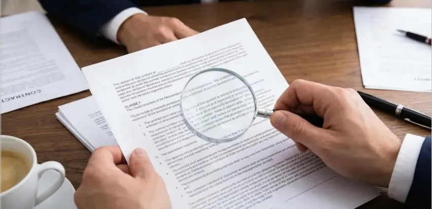 Revisión detallada durante la negociación. Imagen ilustrativa de ACERO Y ROCA