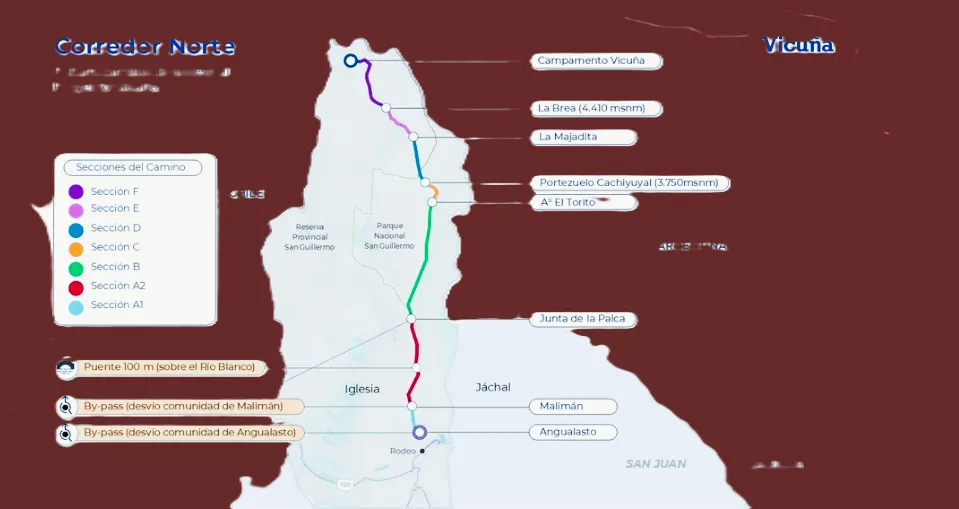 Trazado vial Corredor Norte Iglesia San Juan frontera La Rioja.