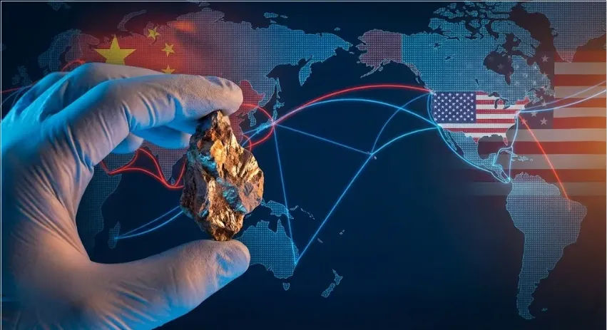 Rivalidad China Estados Unidos control de minerales críticos mapa global. Imagen ilustrativa de ACERO Y ROCA