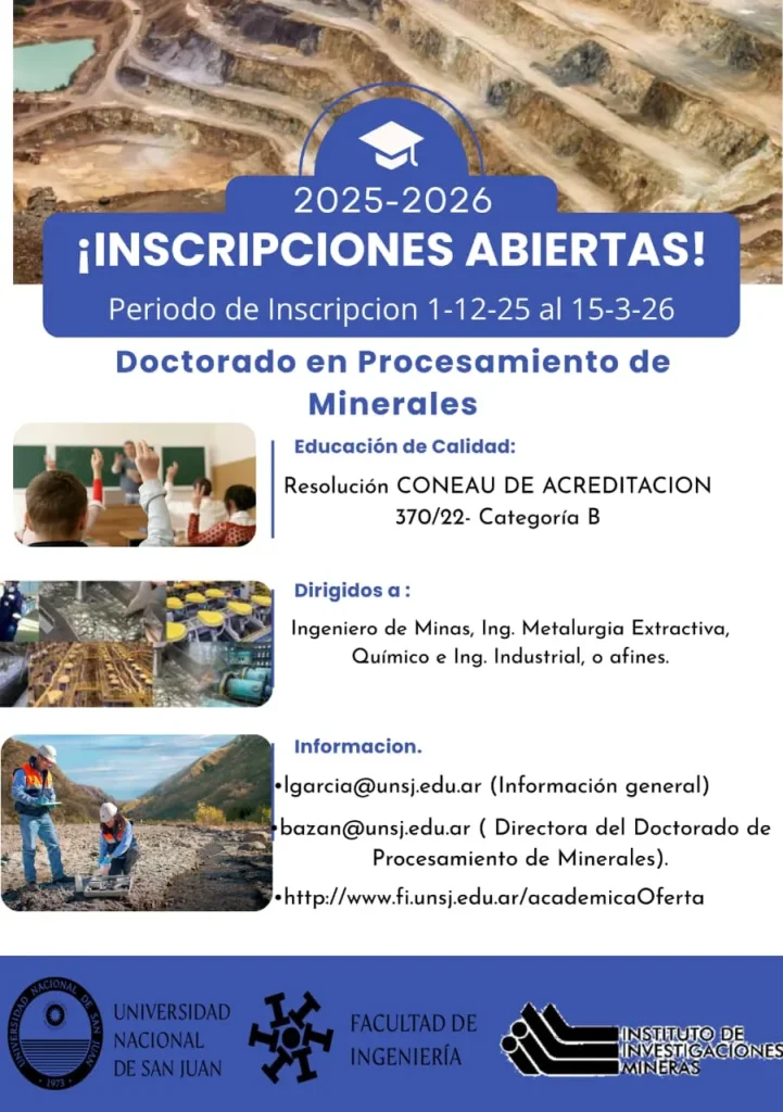 Requisitos y costos para cursar el Doctorado y las tecnicaturas mineras San Juan.