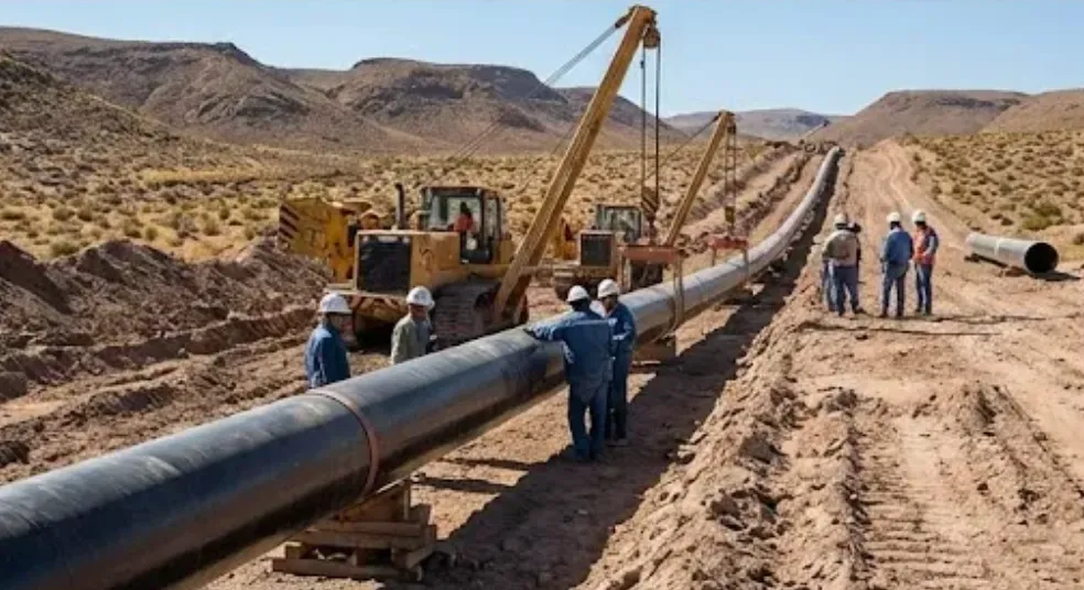 Obras reversión Gasoducto Norte minería litio energía. Imagen ilustrativa de ACERO Y ROCA