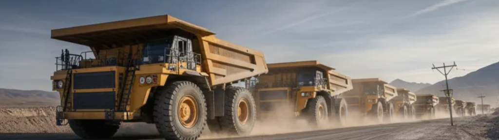 Camiones de carga en caminos mineros, desafíos de logística RIGI Argentina.