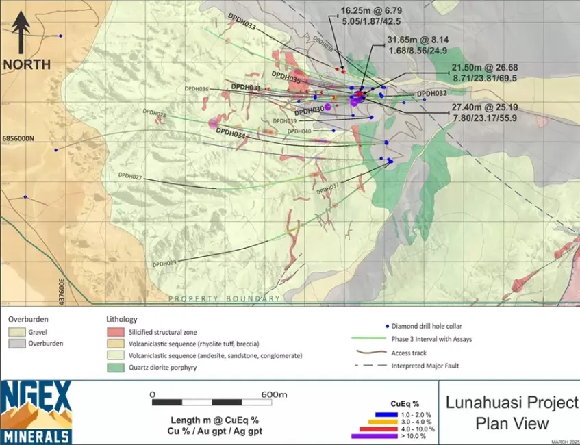 Mapa del Distrito Vicuña incluyendo el proyecto Lunahuasi San Juan.