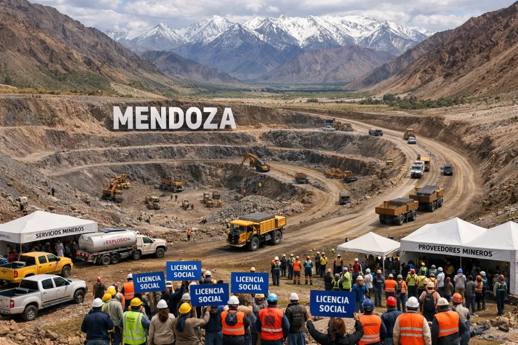 Minería en Mendoza proveedores cadena de valor cobre 2026. Imagen ilustrativa de ACERO Y ROCA