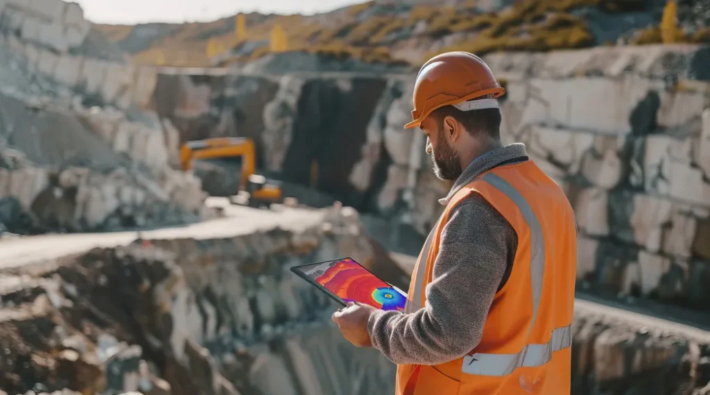 Operador minero usando IA de datos.