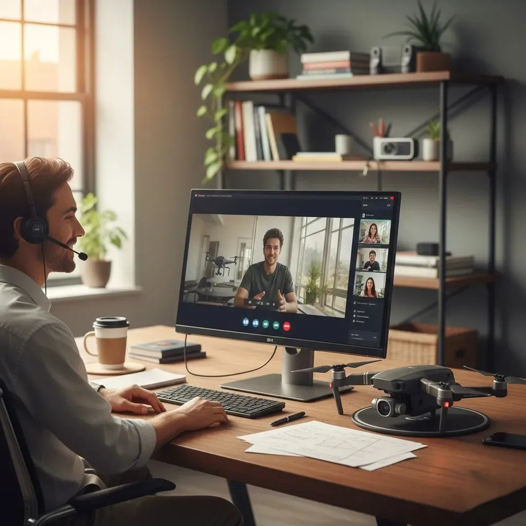 Persona tomando curso online de manejo de drones. Imagen ilustrativa de ACERO Y ROCA