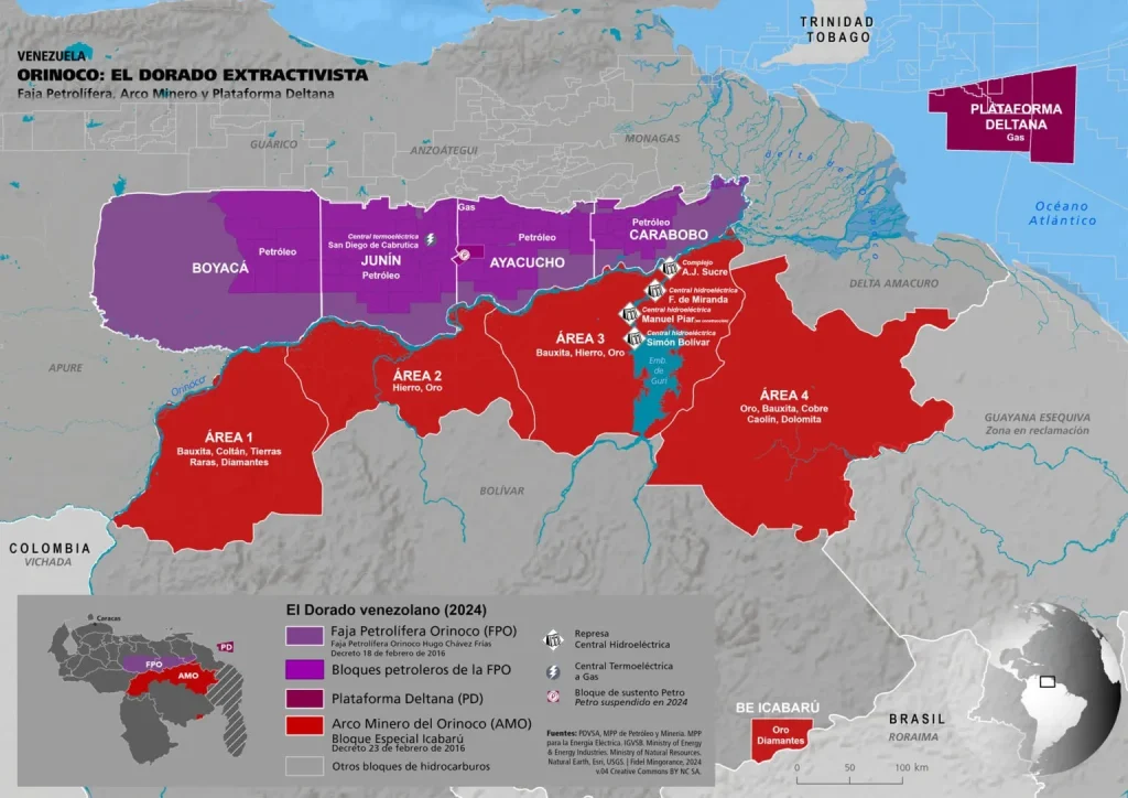 Mapa de recursos estratégicos y minería en Venezuela crisis.