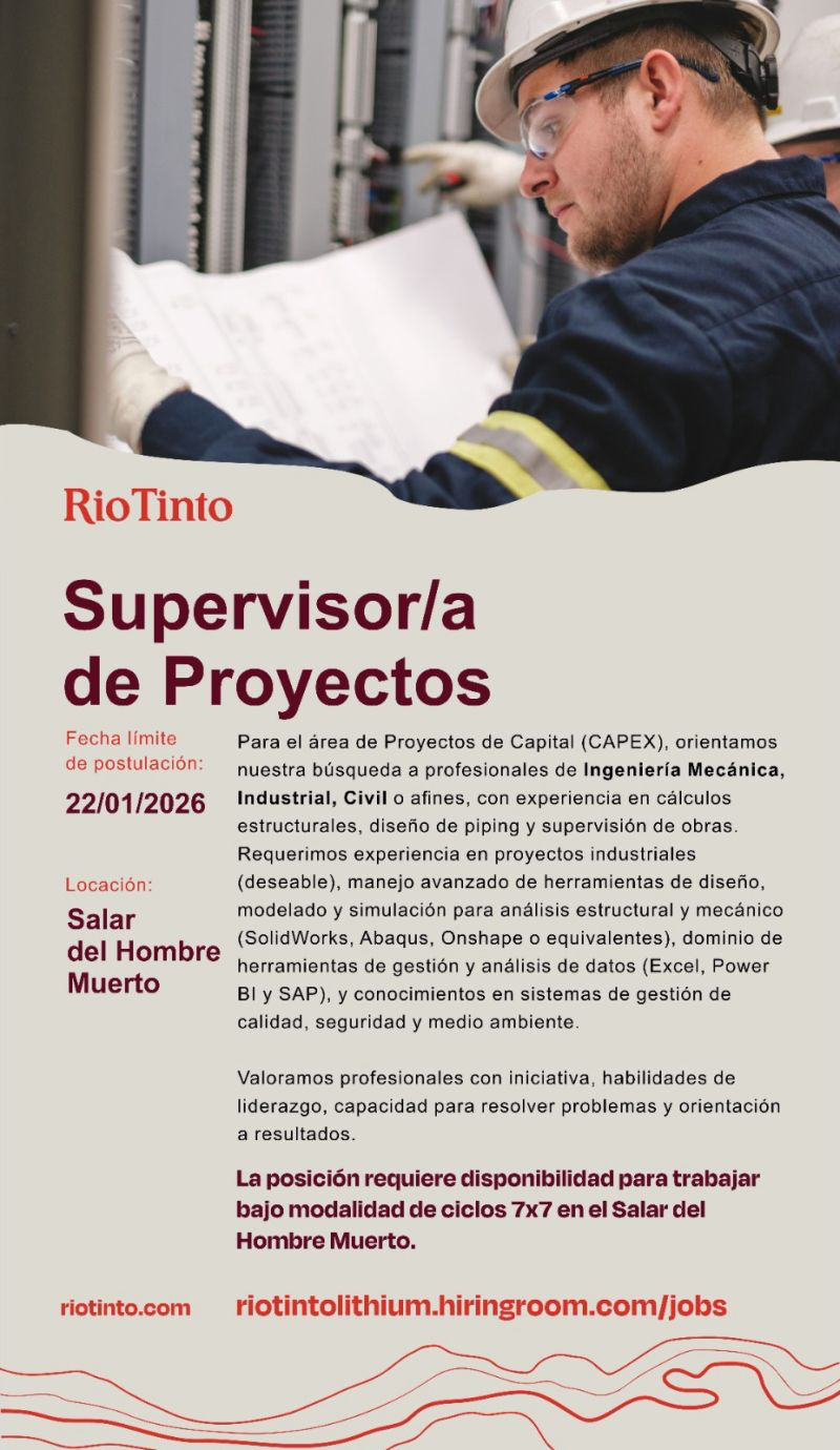 Acero y Roca | Magazine Minero - OFERTAS LABORALES PRIMERA QUINCENA DE FEBRERO 2026