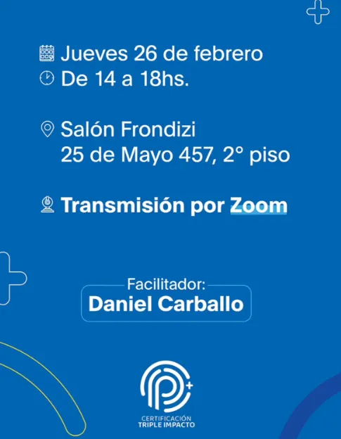 Flyer capacitación gratuita Triple Impacto CAME San Juan 26 de febrero.