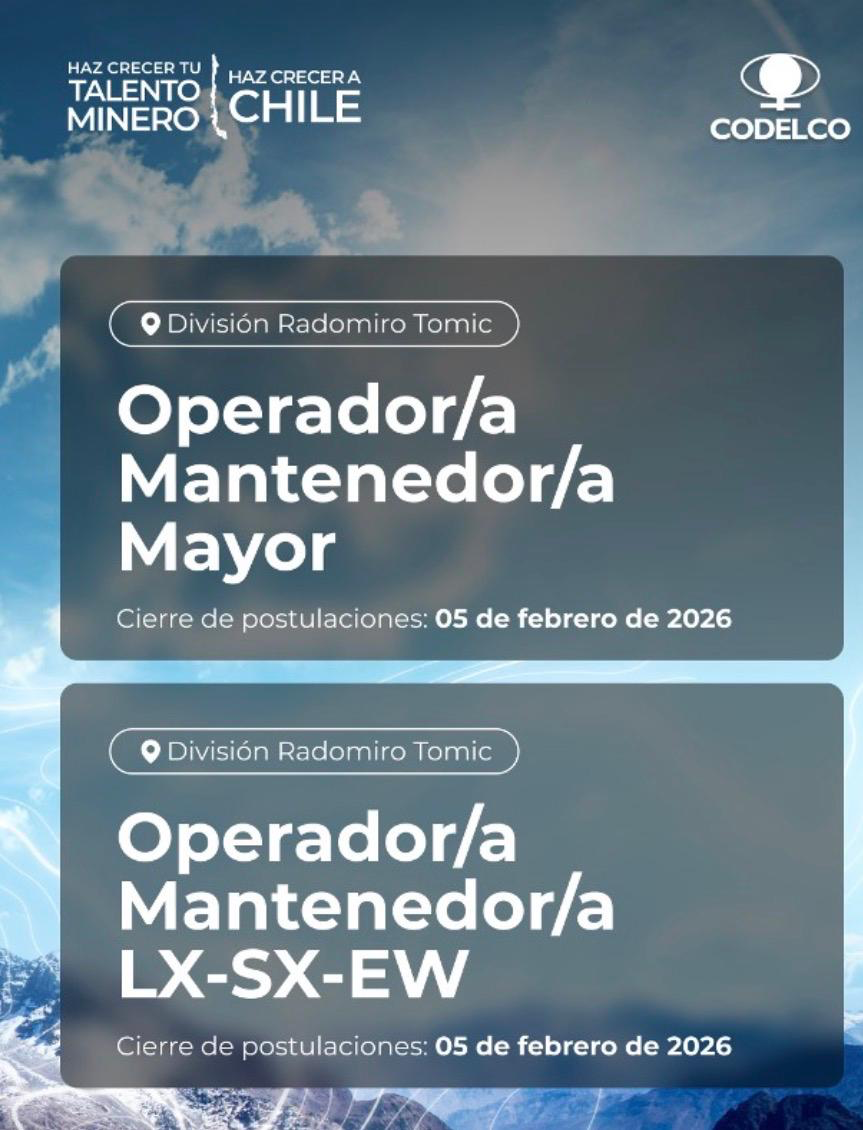Acero y Roca | Magazine Minero - OFERTAS LABORALES PRIMERA QUINCENA DE FEBRERO 2026