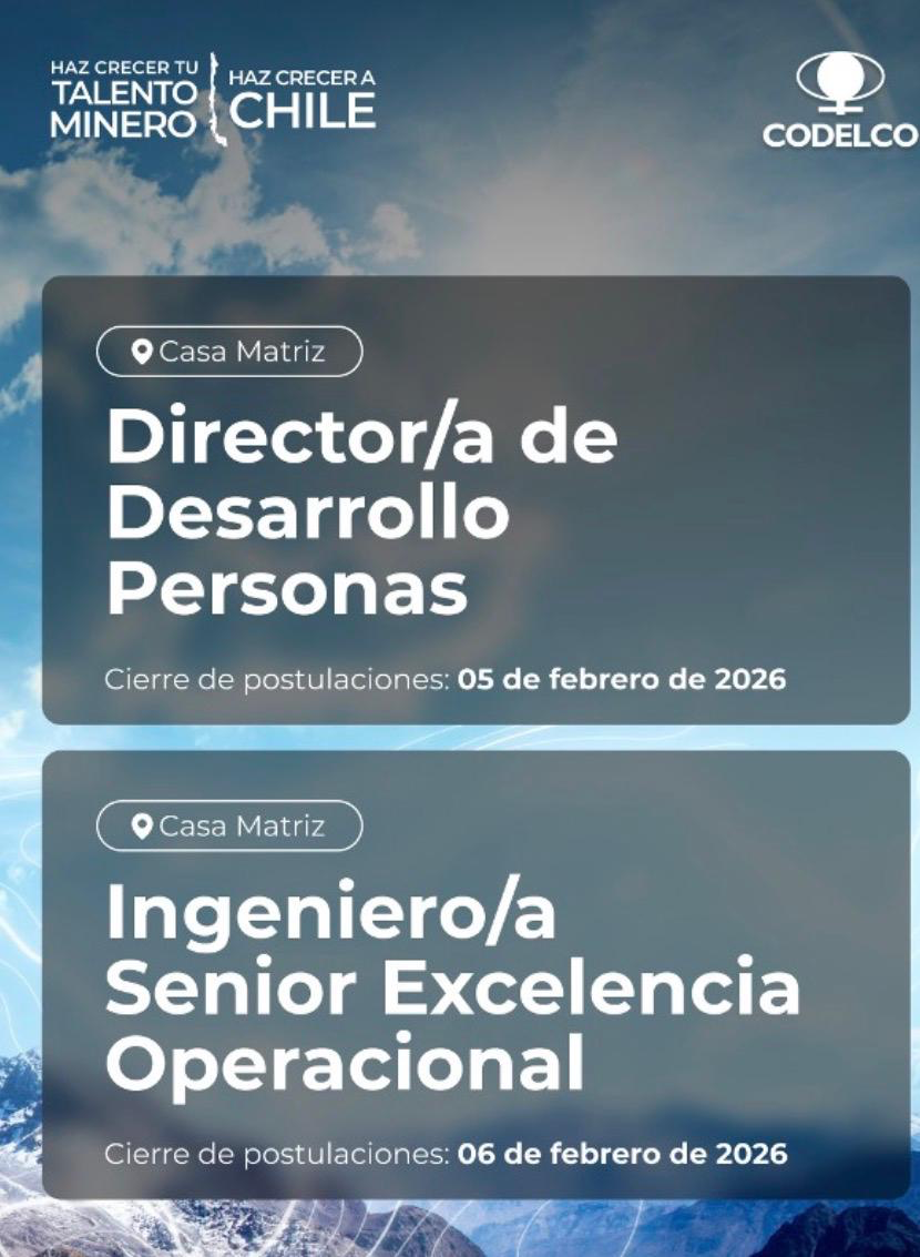 Acero y Roca | Magazine Minero - OFERTAS LABORALES PRIMERA QUINCENA DE FEBRERO 2026