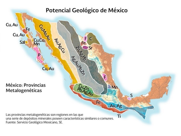 Mapa metalífero de México