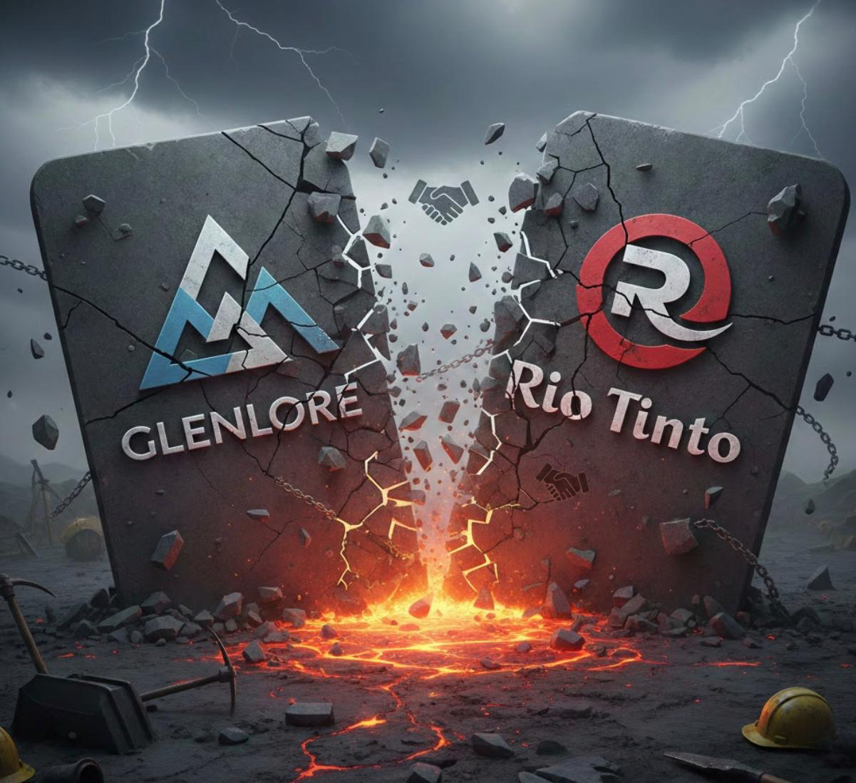 Ruptura de la fusion Rio Tinto Glencore mineria. Imagen ilustrativa de ACERO Y ROCA