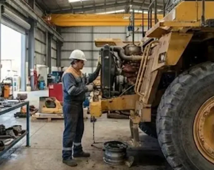 Imagen de ACERO Y ROCA Camión minero y personal técnico proveedores mineros de San Juan profesionales. v