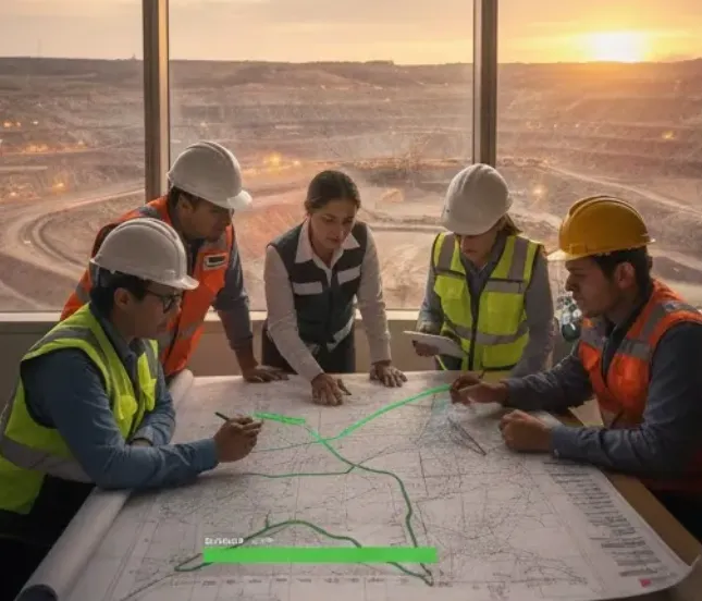 Visualización de tecnología GIS minería en entorno montañoso de San Juan. Imagen ilustrativa de ACERO Y ROCA