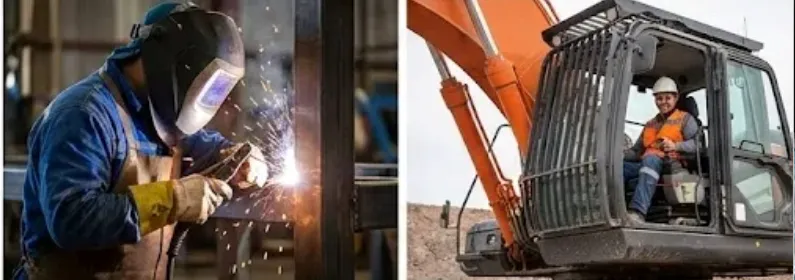 Imagen de ACERO Y ROCA Soldador industrial trabajando en montaje de planta minera en San Juan. Imagen de Acero y Roca