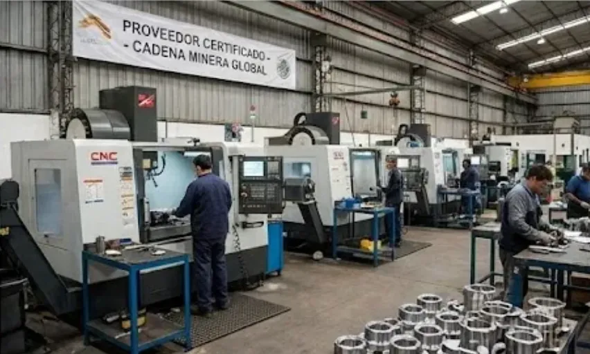 Imagen de Acero y Roca Ingenieros de una PyME argentina revisando componentes tecnológicos para la industria minera internacional. Imagen ilustrativa de Acero y Roca.