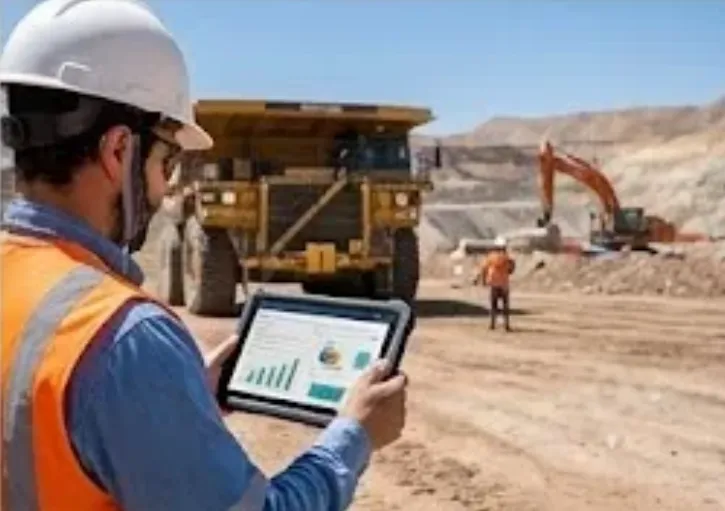 Imagen de ACERO Y ROCA Trabajador observando y controlando una operación con IA. Imagen de Acero y Roca