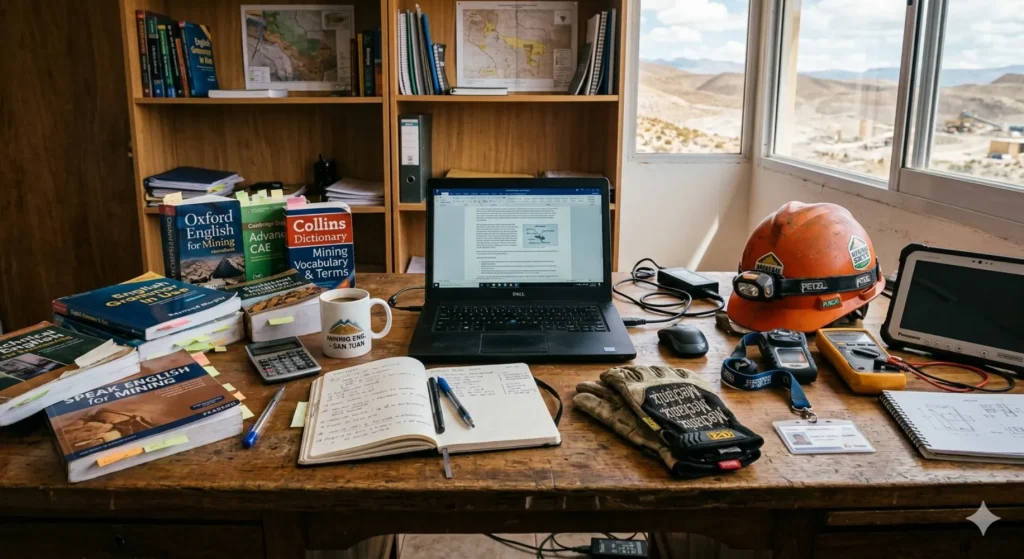 Contenido Original de ACERO Y ROCA - Prohibida su reproducción Capacitación minera online 2026. curso online inglés técnico minería aval UTN formación operativa certificación aplicada trabajo sector minero. Imagen ilustrativa: ACERO Y ROCA.