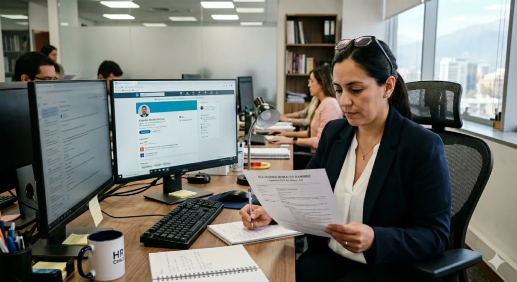 Contenido original de ACERO Y ROCA - Prohibida su reproducción Reclutadores analizando perfiles de reclutamiento minero LinkedIn. Imagen ilustrativa: ACERO Y ROCA.