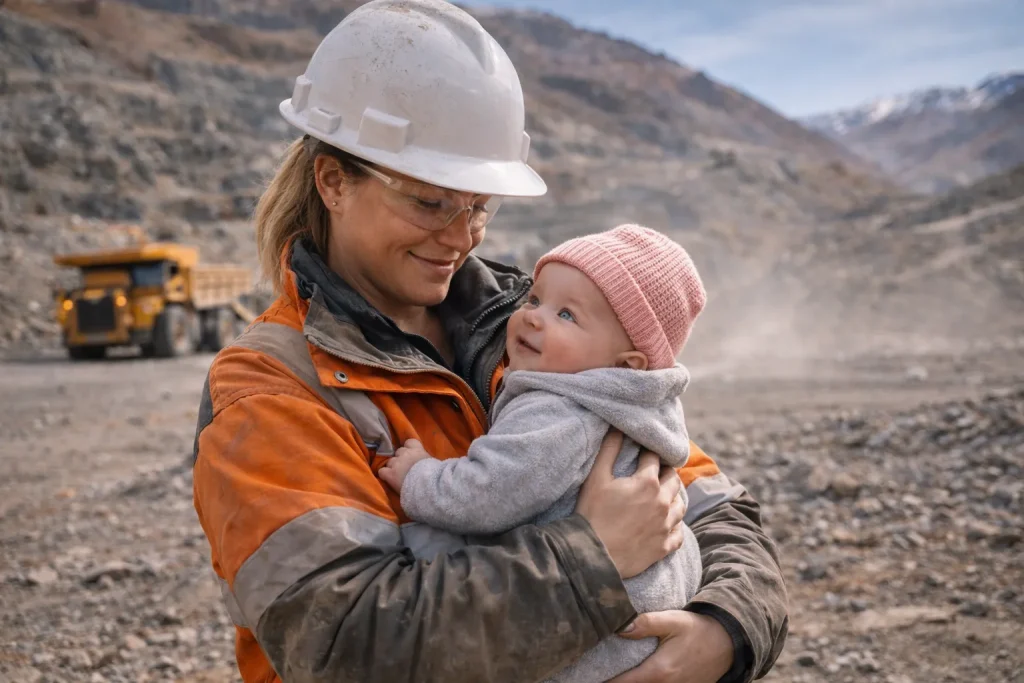 mamá minera y su hijo