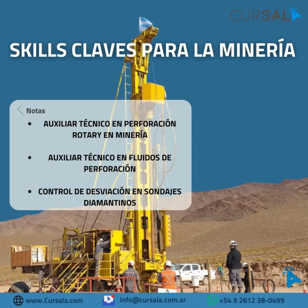 Cursos minería San Juan; Equipo de perforación rotary utilizado en exploración minera.
