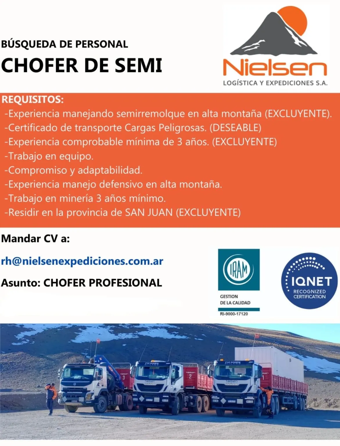 flyer de ofertas laborales en minería