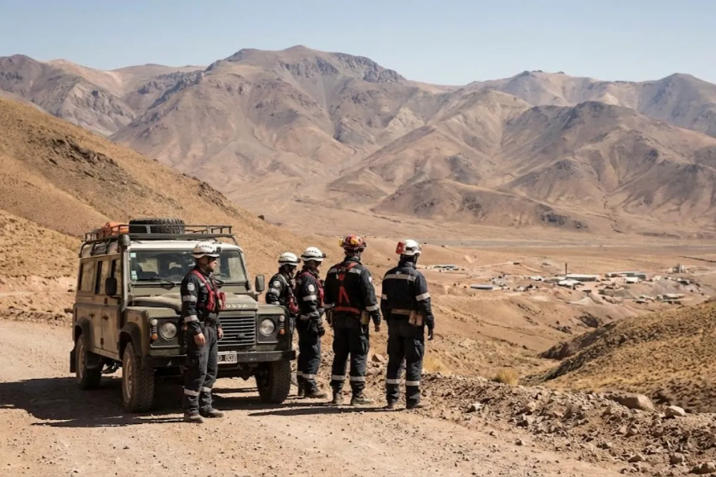 Contenido Original de ACERO Y ROCA - Prohibida su reproducción Equipos de respuesta y seguridad contra incendios en minería de alta montaña San Juan. Contenido Original de ACERO Y ROCA - Prohibida su reproducción