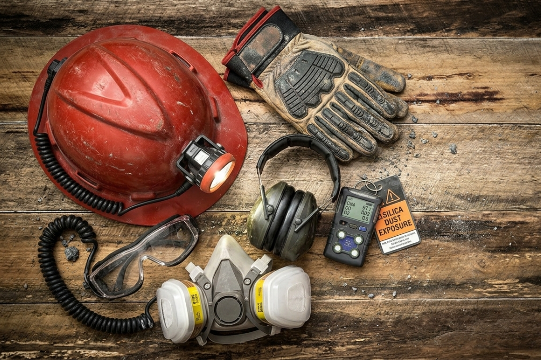 Contenido Original de ACERO Y ROCA - Prohibida su reproducción Equipo de protección personal completo y señalética de seguridad. Contenido Original de ACERO Y ROCA - Prohibida su reproducción