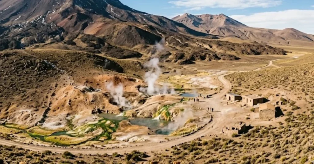 Vista de formaciones geológicas en la provincia de San Juan donde se realizarán estudios de energías renovables y geotermia.