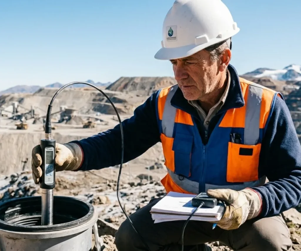 Contenido Original de ACERO Y ROCA - Prohibida su reproducción Especialistas midiendo el balance de masa en un glaciar de los Andes Centrales.