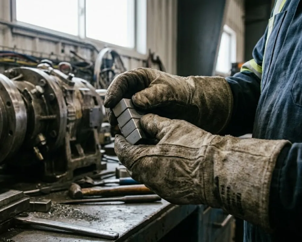 Contenido Original de ACERO Y ROCA - Prohibida su reproducción Persona trabajando con aleación de minerales en un taller. Imagen ilustrativa de Acero y Roca.