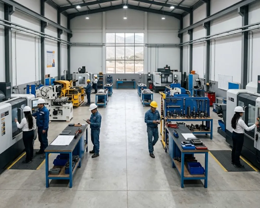 Contenido Original de ACERO Y ROCA - Prohibida su reproducción Taller industrial de una empresa de suministros local en San Juan, Argentina. Imagen ilustrativa de Acero y Roca.