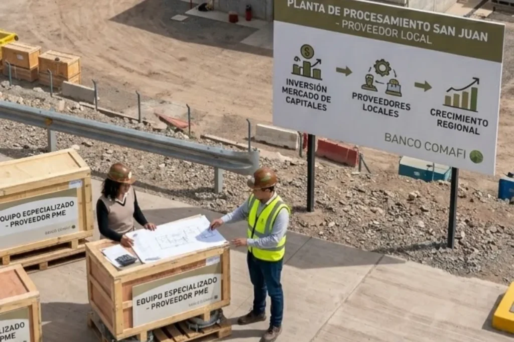 Vista panorámica de un nuevo centro de proveedores mineros en San Juan, financiado mediante mercado de capitales para impulsar la cadena de valor del cobre. Imagen ilustrativa de Acero y Roca