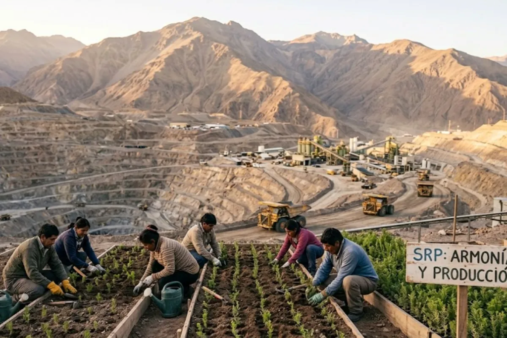 Imagen de Acero y Roca Comunidades trabajando cerca de una minera. Imagen ilustrativa de Acero y Roca