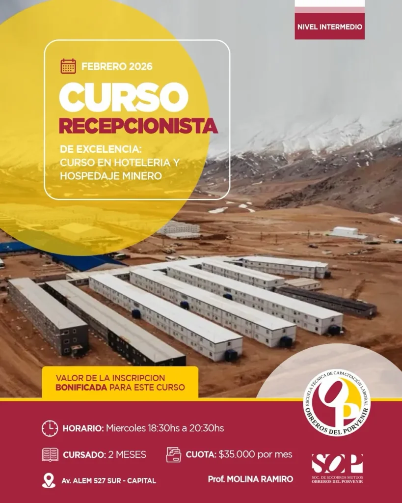 Recepcionista de Excelencia: Hotelería y Hospedaje Minero