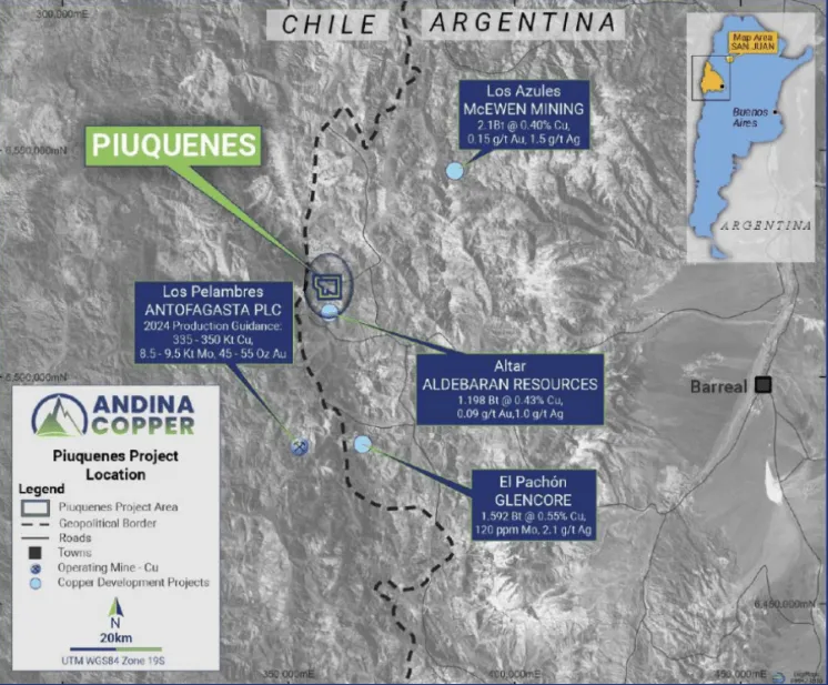 Mapa del proyecto Piuquenes.