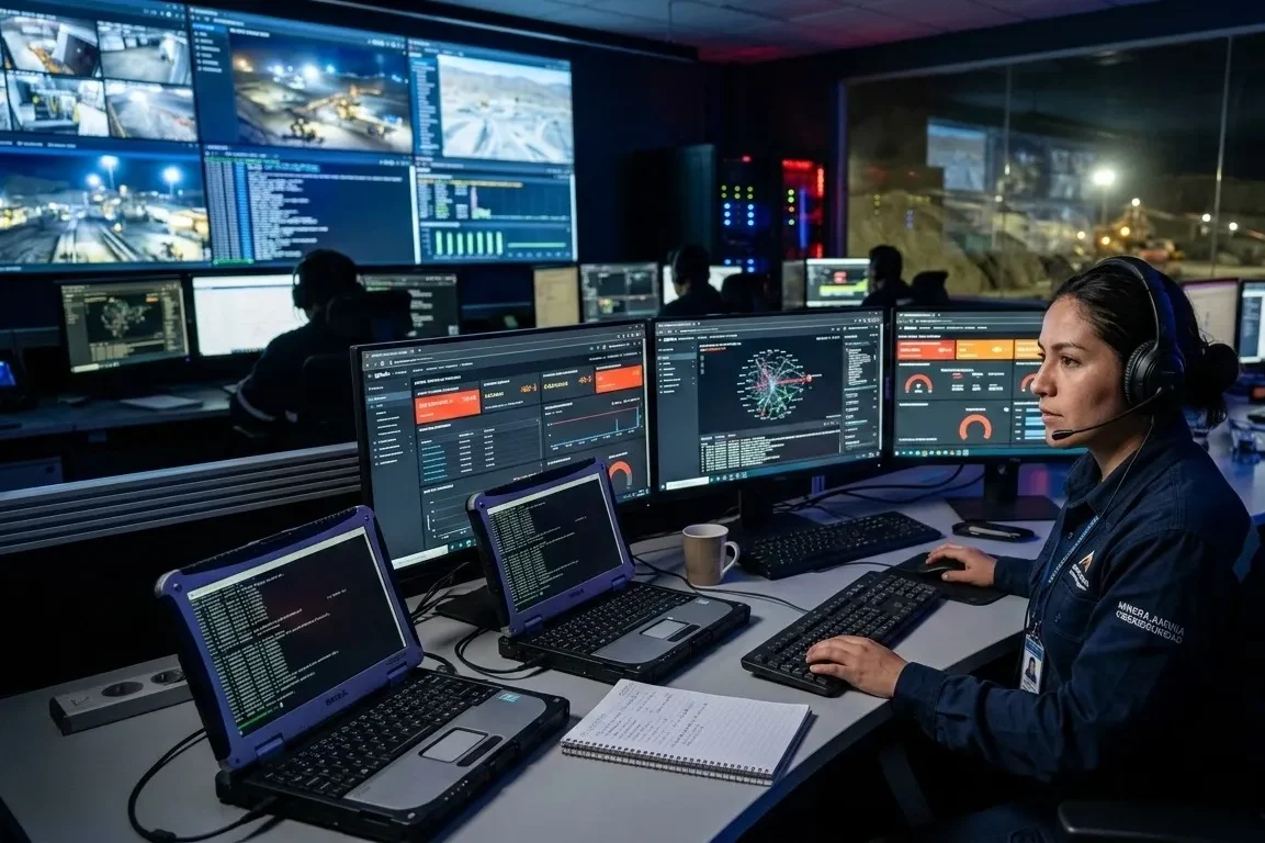 Ransomware industrial y seguridad en operaciones mineras remotas.