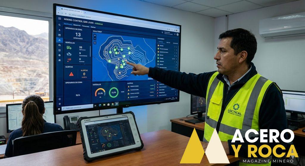 Contenido Original de ACERO Y ROCA - Prohibida su reproducción Interfaz de software de monitoreo minero desarrollado en San Juan. Imagen ilustrativa de Acero y Roca